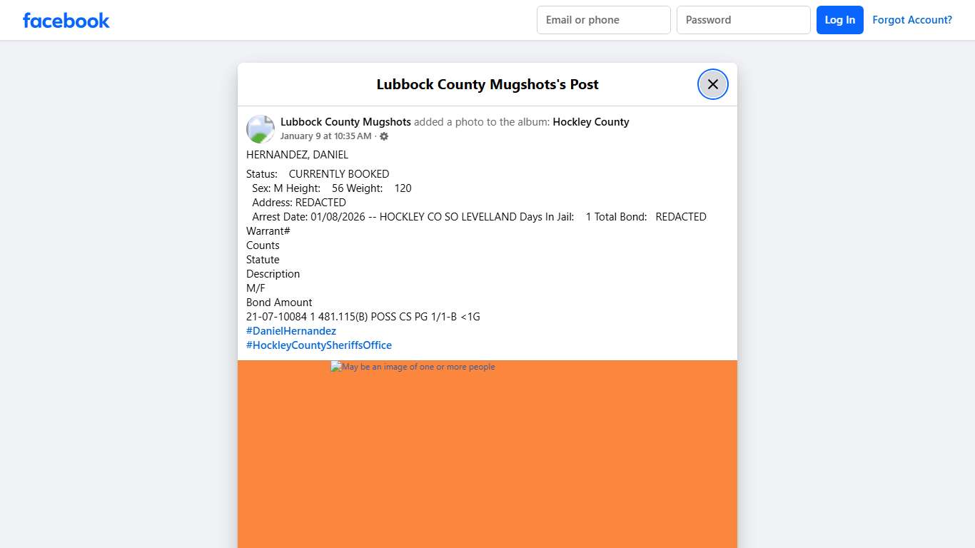 HERNANDEZ, DANIEL Status:... - Lubbock County Mugshots | Facebook
